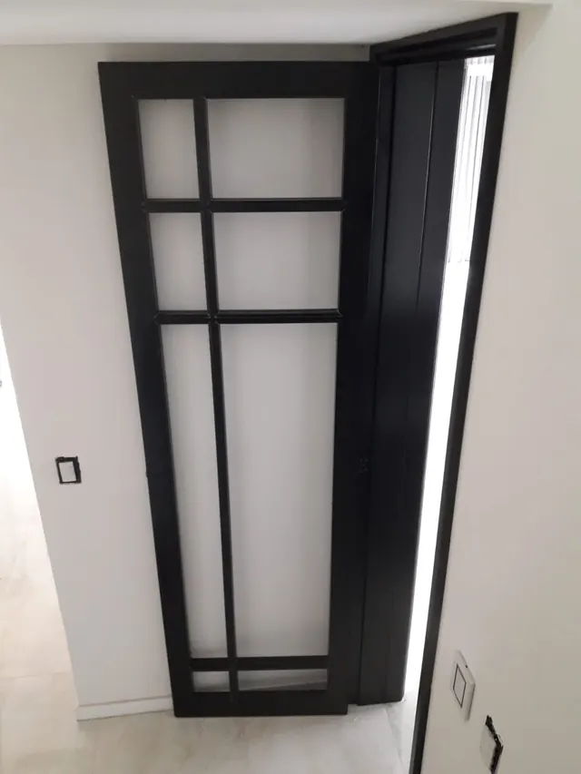 Puerta vidriada con marco negro
